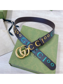 Gucci 100 Print Leather Belt 3cm Black/Brown/Aged Gold 2021 24
