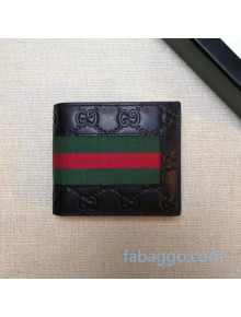 Gucci Men's Bi-fold Web GG Leather Wallet 408827 Black 2020