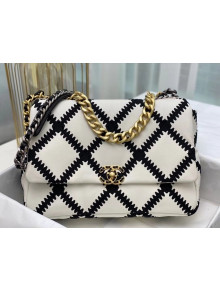 Chanel 19 Crochet Quilted Calfskin Maxi Flap Bag AS1162 White 2020 TOP