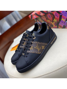 Louis Vuitton Frontrow Leather and Studed Monogram Canvas Sneakers 1A8FJA Black 2020