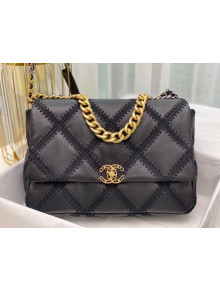 Chanel 19 Crochet Quilted Calfskin Maxi Flap Bag AS1162 Black 2020 TOP