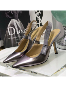 Dior J'Adior Slingback Pumps 9.5cm in Silver Metallic Leather 2021