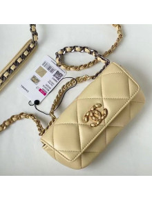Chanel 19 Lambskin Glasses Case/Mini Bag with Classic Chain AP2044 Yellow 2021