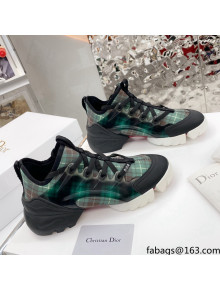 Dior D-Connect Sneaker in Plaid Technical Fabric DS21 Green 2021