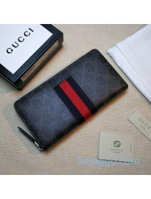 Gucci Web GG Supreme Canvas Zip Wallet 408831 Black 2020