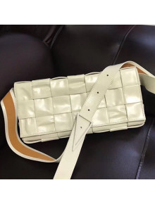 Bottega Veneta Waxed Leather Maxi-Woven Belt Bag/Crossbody Bag White 2020