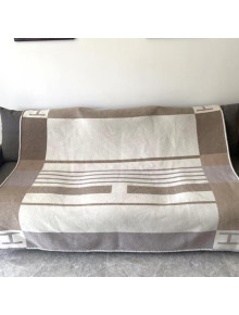 Hermes Striped Wool Blanket 135x170cm Grey/Brown 2021