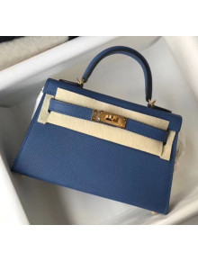 Hermes Mini Kelly II Handbag in Original Epsom Leather Deep Blue(Gold Hardware)