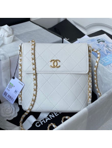 Chanel Calfskin Large Hobo Bag with Chain Charm AS2543 White 2021