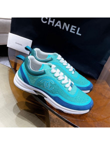 Chanel Tweed Sneakers G37122 Water Blue 2021 111106