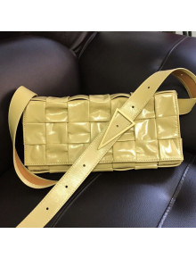 Bottega Veneta Waxed Leather Maxi-Woven Belt Bag/Crossbody Bag Yellow 2020