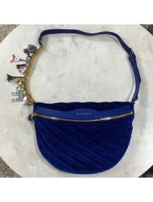 Balen...ga Small Velvet Jacquard Logo Souvenir Belt Bag Royal Blue 2018