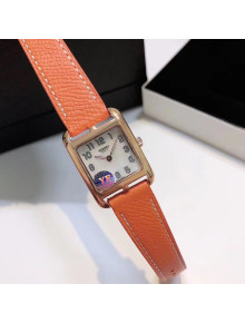 Hermes Cape Cod Grained Leather Watch 23x23mm Orange/Gold 2020