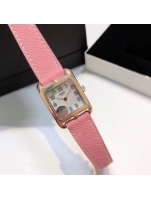Hermes Cape Cod Grained Leather Watch 23x23mm Light Pink/Gold 2020