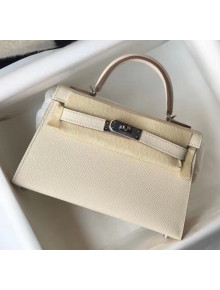 Hermes Mini Kelly II Handbag in Original Epsom Leather Off-White(Silver Hardware)