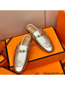 Hermes Oz Mule in Smooth Calfskin with Iconic Kelly Buckle Silver 47 2022(Handmade)
