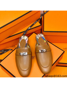 Hermes Oz Mule in Smooth Calfskin with Iconic Kelly Buckle Brown 49 2022(Handmade)