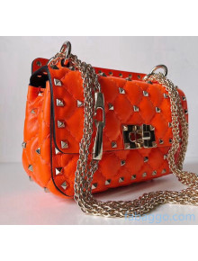 Valentino Rockstud Spike Soft Crinkle Lambskin Small Bag 0124 Orange 2020