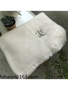 Chanel One-Stone Cashmere Scarf 65x190cm White 2021 110278