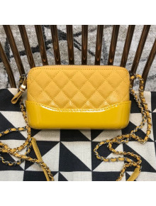 Chanel Gabrielle Clutch with Chain/Mini Bag in Grained Leather A94505 Yellow 2019