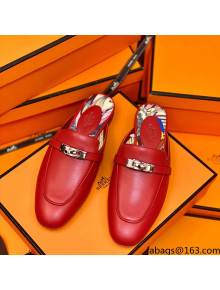 Hermes Oz Mule in Smooth Calfskin with Iconic Kelly Buckle Deep Red 50 2022(Handmade) 