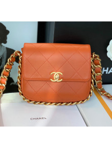 Chanel Calfskin Chain Charm Small Flap Bag AS2831 Orange 2021 