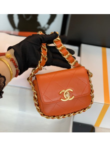 Chanel Calfskin Chain Charm Mini Flap Bag AS2833 Orange 2021 