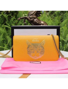Gucci Garden Cat Print Calfskin Mini Bag 521552 Yellow 2018
