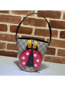 Gucci Children's Ladybug Bucket Bag 666227 Beige/Red 2021