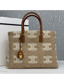 Celine Horizontal Cabas Large Tote in Beige Triomphe Jacquard and Calfskin 2020