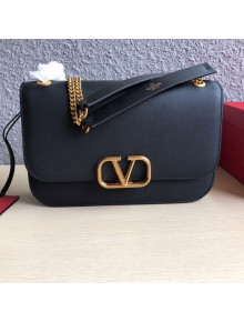 Valentino Large VLock Calfskin Shoulder Bag Black 2019