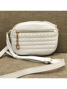 Celine Quilted Calfskin Small C Charm Bag White 2019