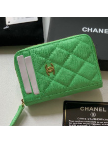 Chanel Grained Calfskin Coin Purse Wallet AP1650 Green 2021