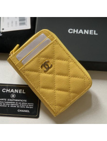 Chanel Grained Calfskin Coin Purse Wallet AP1650 Yellow 2021