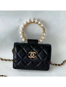 Chanel Lambskin Clutch with Pearl Handle AP2274 Black 2021 TOP