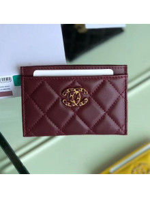Chanel Quilted Lambskin Chain CC Card Holder AP0731 Burgundy 2019