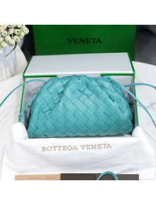 Bottega Veneta The Mini Pouch Crossbody Bag in Woven Lambskin Water Blue 2020