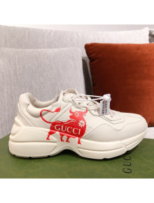Gucci Rhyton Sneakers in Chinese Ox Years Leather White/Red (For Women and Men)