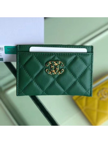 Chanel Quilted Lambskin Chain CC Card Holder AP0731 Green 2019