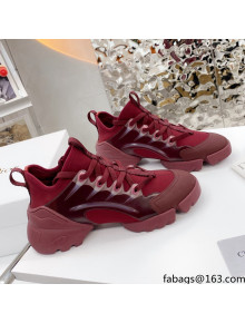 Dior D-Connect Sneaker in Zodiac Printed Technical Fabric DS2 Burgundy 2021