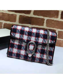Gucci Ophidia Check Tweed Supreme Chain Wallet WOC 401231 Blue/White/Red 2019