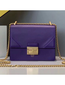 Fendi Kan U Small Matte Calfskin Embossed Corners Flap Bag Purple 2019 (Top Quality)
