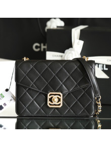 Chanel Lambskin Crystal Small Flap Bag Black 2021K