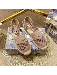 Dior Granville Espadrilles with Laces in Nude Mesh Embroidery 2020