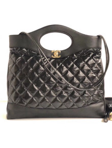 Chanel Crumpled Calfskin & Calfskin Chanel 31 Medium Shopping Bag A57977 Black 2018