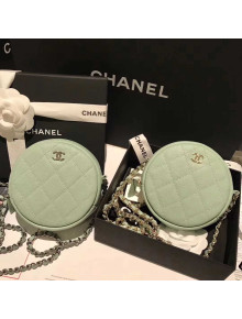 Chanel Lambskin Classic Round Clutch with Chain A70657 Jade 2018