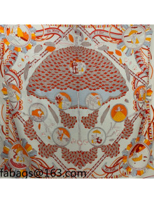 Hermes Magic Umbrella Cashmere Silk Scarf 140x140cm Orange 2021 