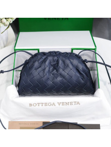 Bottega Veneta The Mini Pouch Crossbody Bag in Woven Lambskin Navy Blue 2020 01