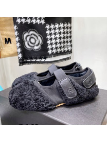 Chanel Wool Mary Jane Shoes Black 2021 111119