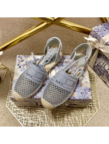 Dior Granville Espadrilles with Laces in Grey Mesh Embroidery 2020
